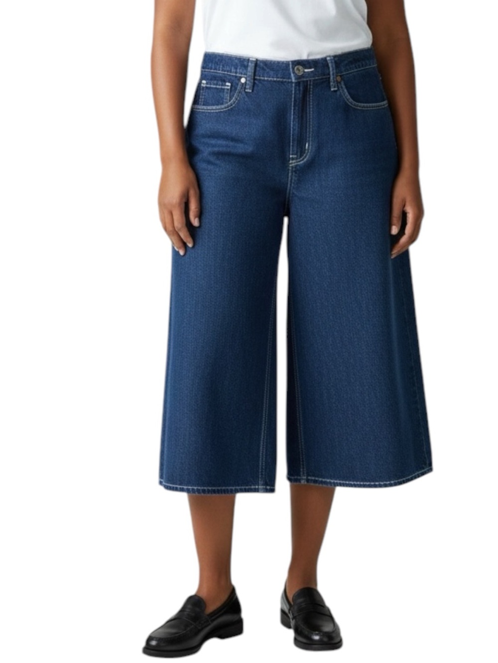 OLD NAVY High Waisted Baggy Wide Leg Crop Dark Blue Denim Size 14 — NWT!!!